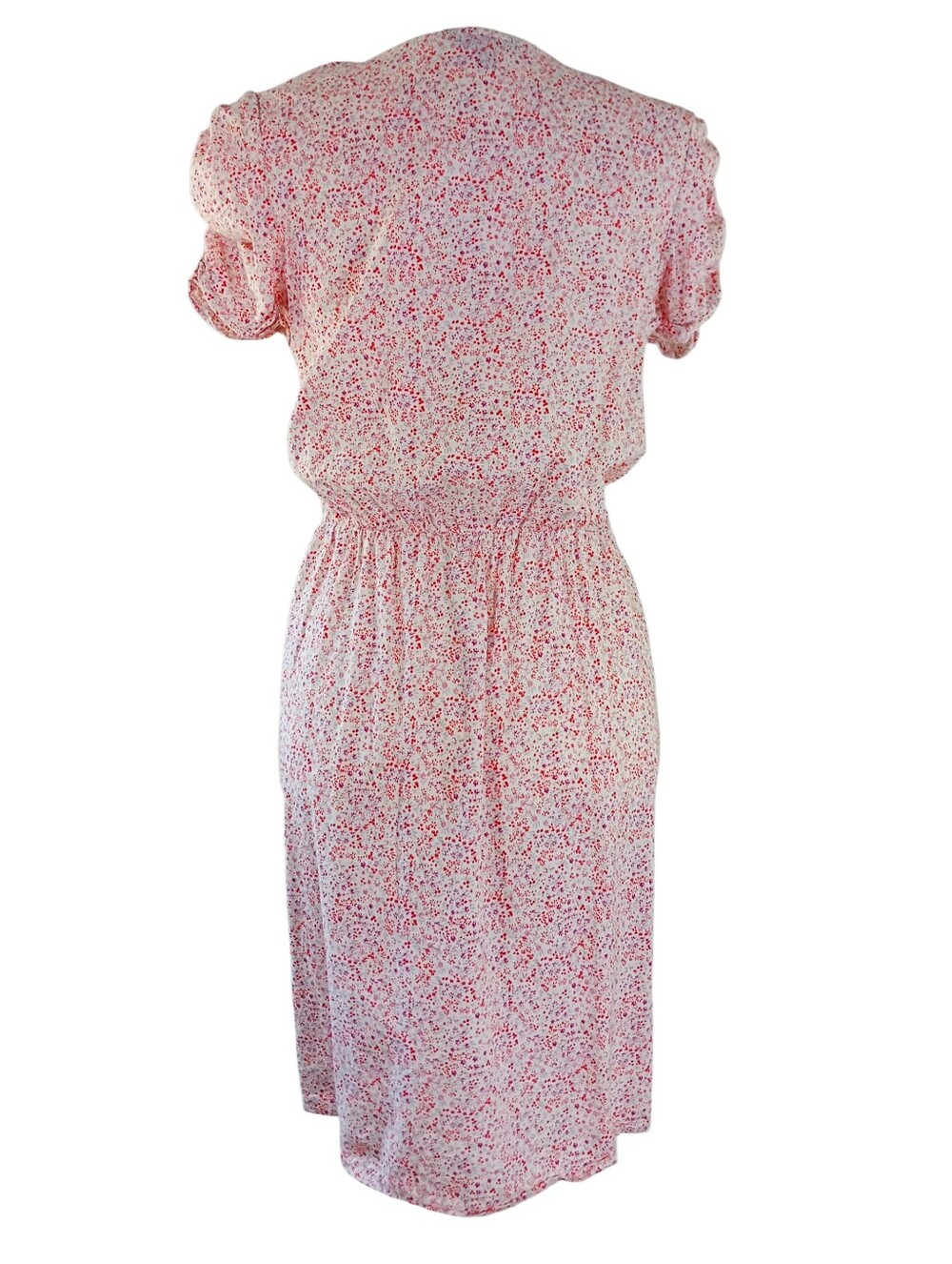 BANANA REPUBLIC Pink Floral Sundress Cotton Puff Sleeve Print Cottagecore Size M - Picture 4 of 12